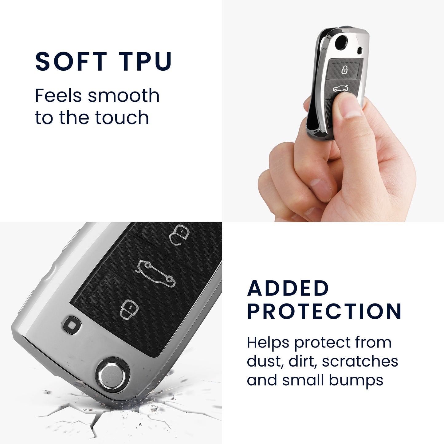 kwmobile Car Key Cover Compatible with VW Golf 7 MK7 3-Button Car Key - Key Cover