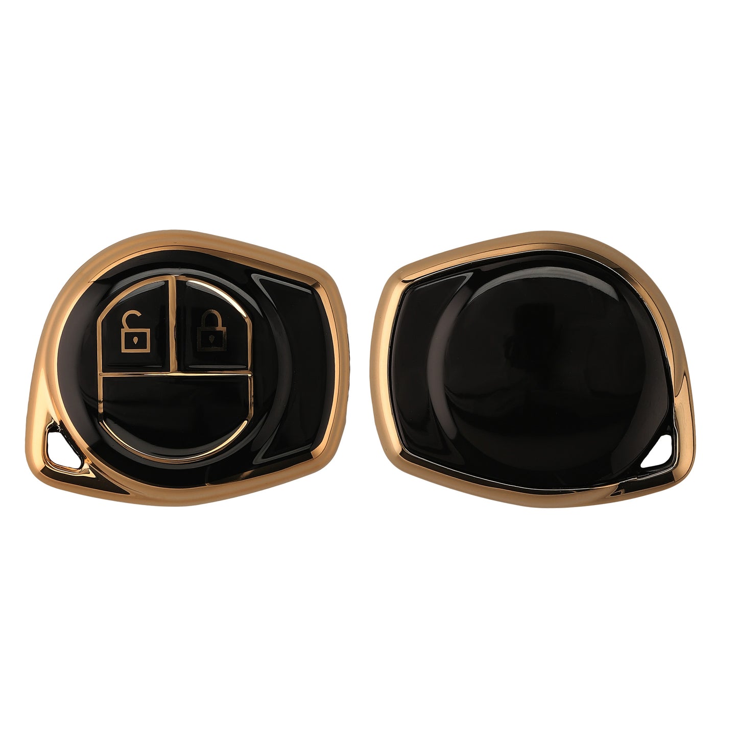 kwmobile Autoschlüssel Hülle kompatibel mit Suzuki 2-Tasten Autoschlüssel - Schlüsselhülle Silikon Cover - Schwarz Gold Schwarz  [dsg01]