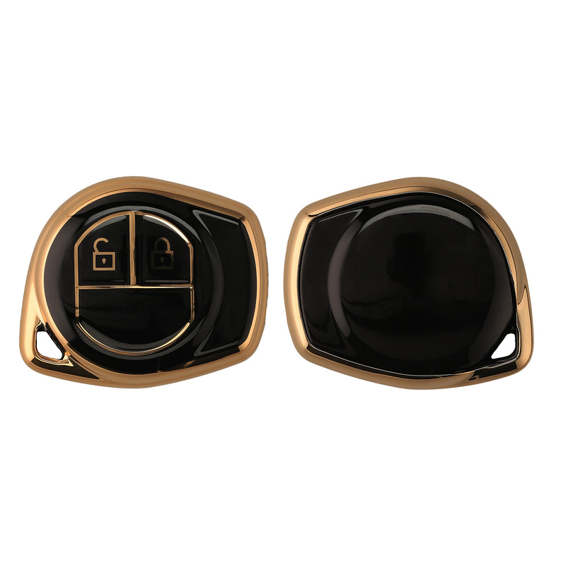 kwmobile Autoschlüssel Hülle kompatibel mit Suzuki 2-Tasten Autoschlüssel - Schlüsselhülle Silikon Cover - Schwarz Gold Schwarz  [dsg01]