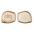 kwmobile Autoschlüssel Hülle kompatibel mit Suzuki 2-Tasten Autoschlüssel - Schlüsselhülle Silikon Cover - Weiß Gold Weiß  [dsg02]