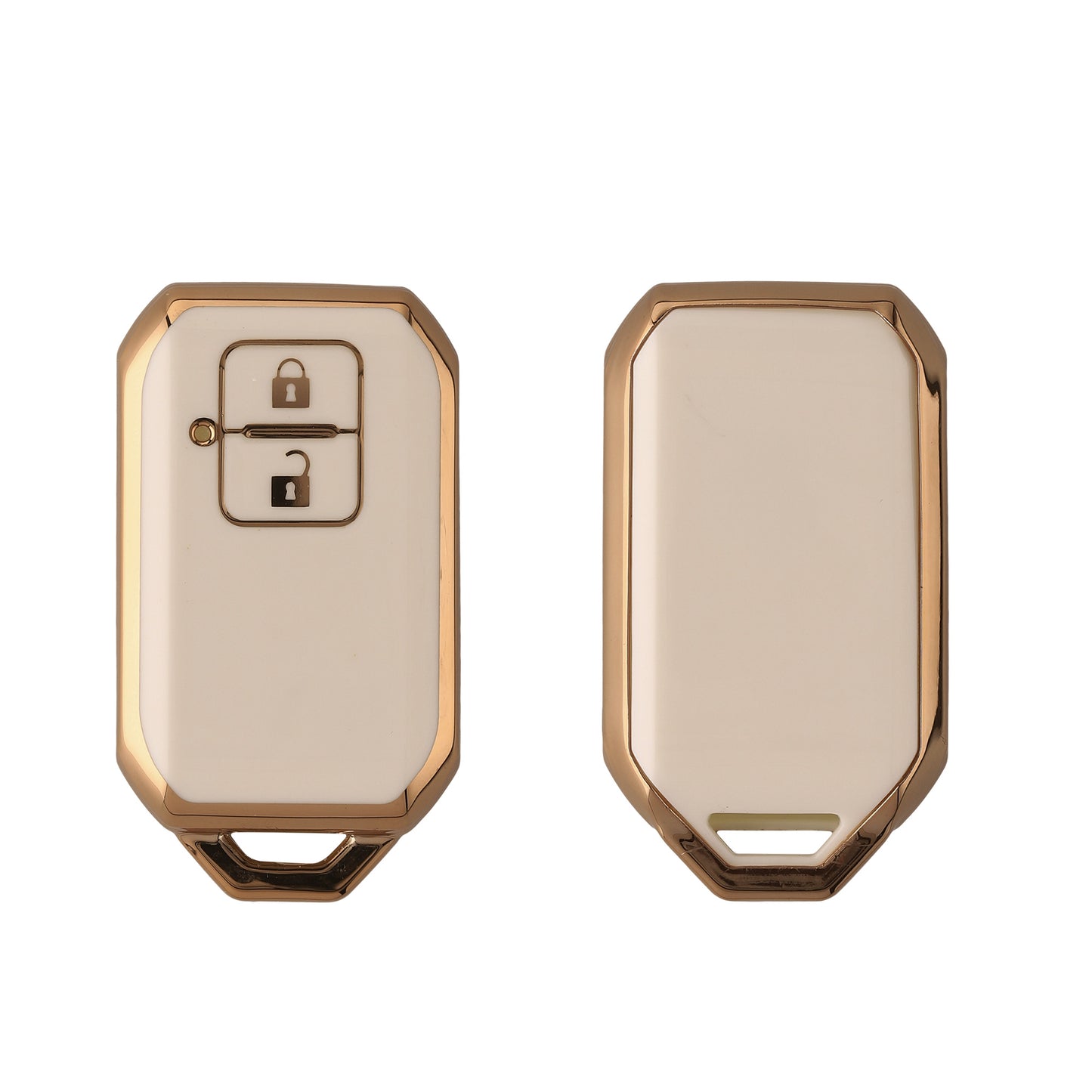 kwmobile Autoschlüssel Hülle kompatibel mit Suzuki 2-Tasten Autoschlüssel Keyless Go - Schlüsselhülle Silikon Cover - Weiß Gold Weiß  [dsg02]