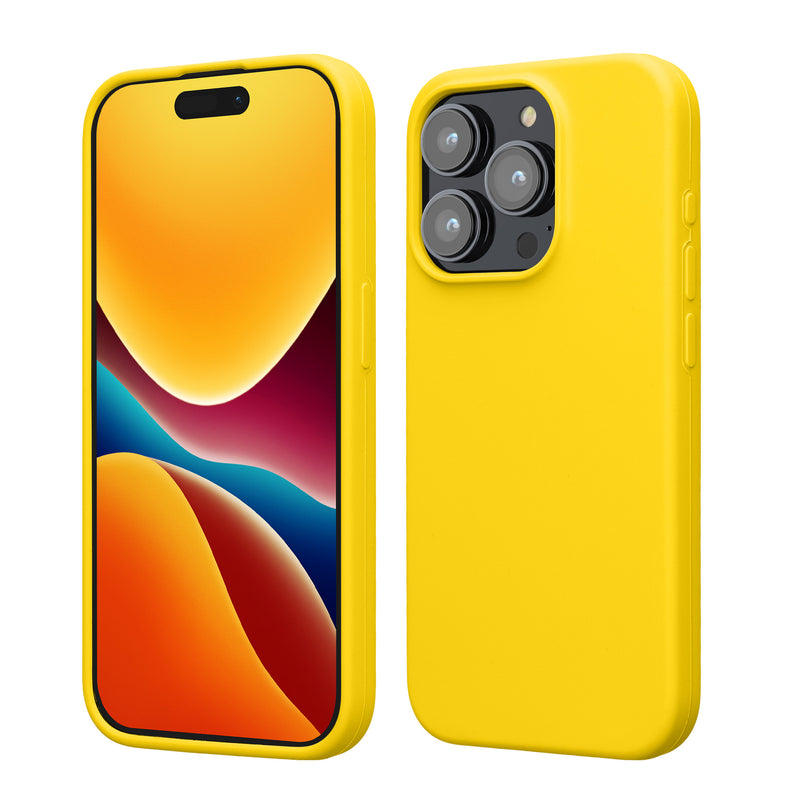 kwmobile Handyhülle für iPhone 15 Pro Hülle, für iPhone 15 Pro Case - Hülle Silikon - kabelloses Laden - Strahlend Gelb Strahlend Gelb  