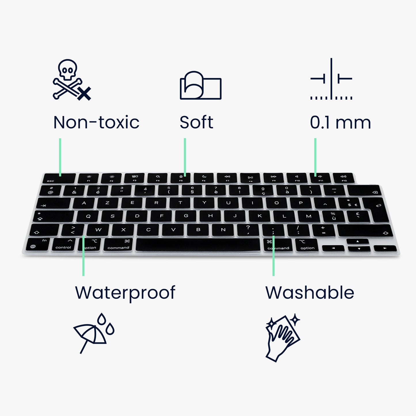 Silicone Keyboard Cover AZERTY (France, Belgium) compatible with Apple Macbook Air 15 2023 M2 (A2941)