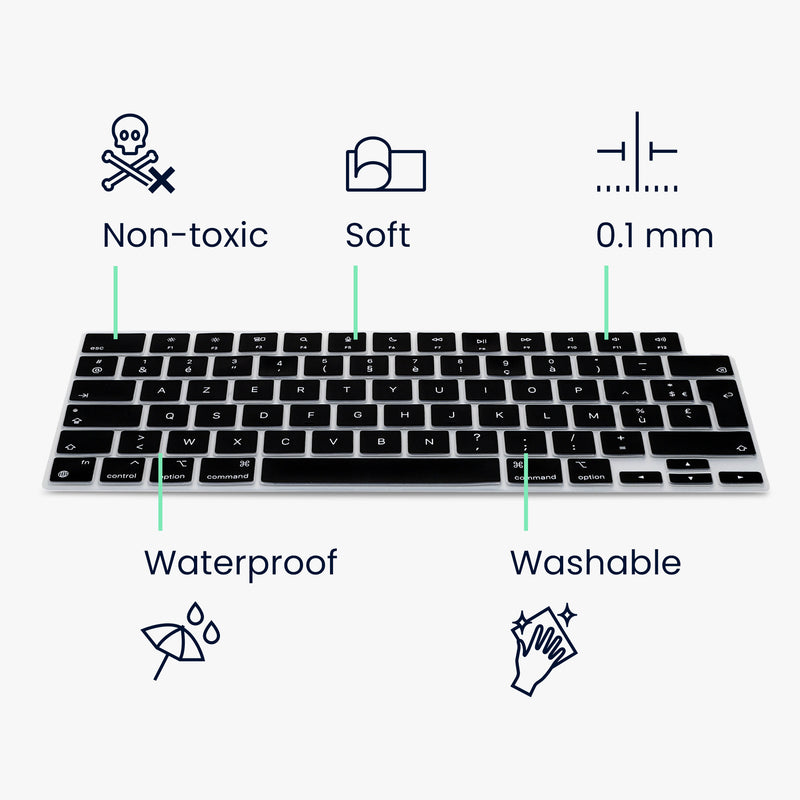 Silicone Keyboard Cover AZERTY (France, Belgium) compatible with Apple Macbook Air 15 2023 M2 (A2941)