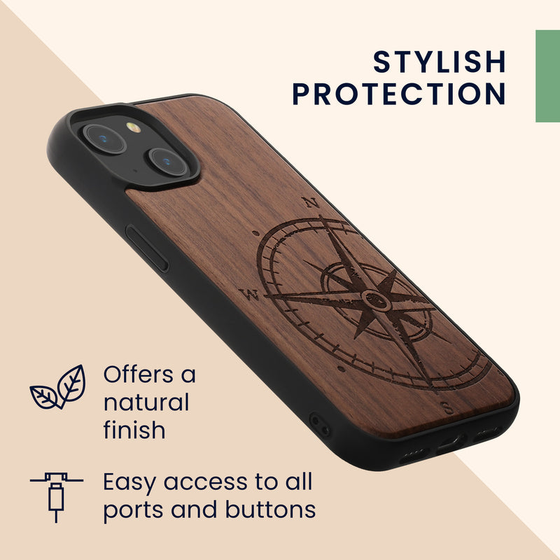 kwmobile Case Compatible with iPhone 15 Phone Cover TPU Compass Vintage