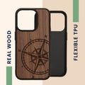 kwmobile Case Compatible with iPhone 15 Pro Phone Cover TPU Phone Case Compass Vintage