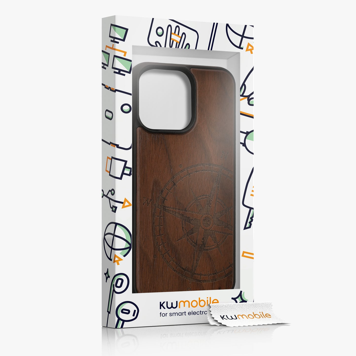 kwmobile Case Compatible with iPhone 15 Pro Max Phone Cover TPU Cell Phone Case Compass Vintage