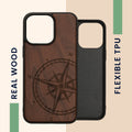 kwmobile Case Compatible with iPhone 15 Pro Max Phone Cover TPU Cell Phone Case Compass Vintage