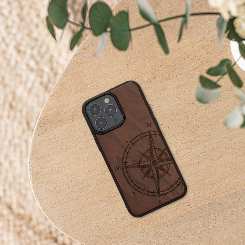 kwmobile Case Compatible with iPhone 15 Pro Max Phone Cover TPU Cell Phone Case Compass Vintage