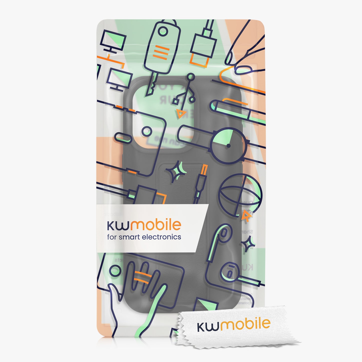 kwmobile Phone Case for Apple iPhone 15 Pro with Finger Holder and Stand Protective Cover