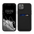 kwmobile Handyhülle kompatibel mit iPhone 15 Plus Hülle - Handy Cover mit Fach für Karten - in Schwarz Schwarz  