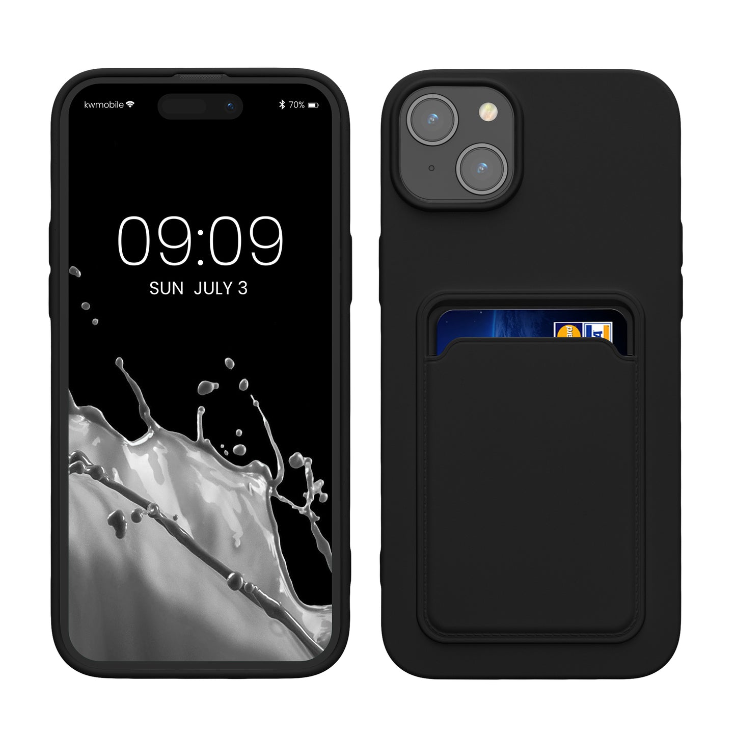 kwmobile Handyhülle kompatibel mit iPhone 15 Plus Hülle - Handy Cover mit Fach für Karten - in Schwarz Schwarz  