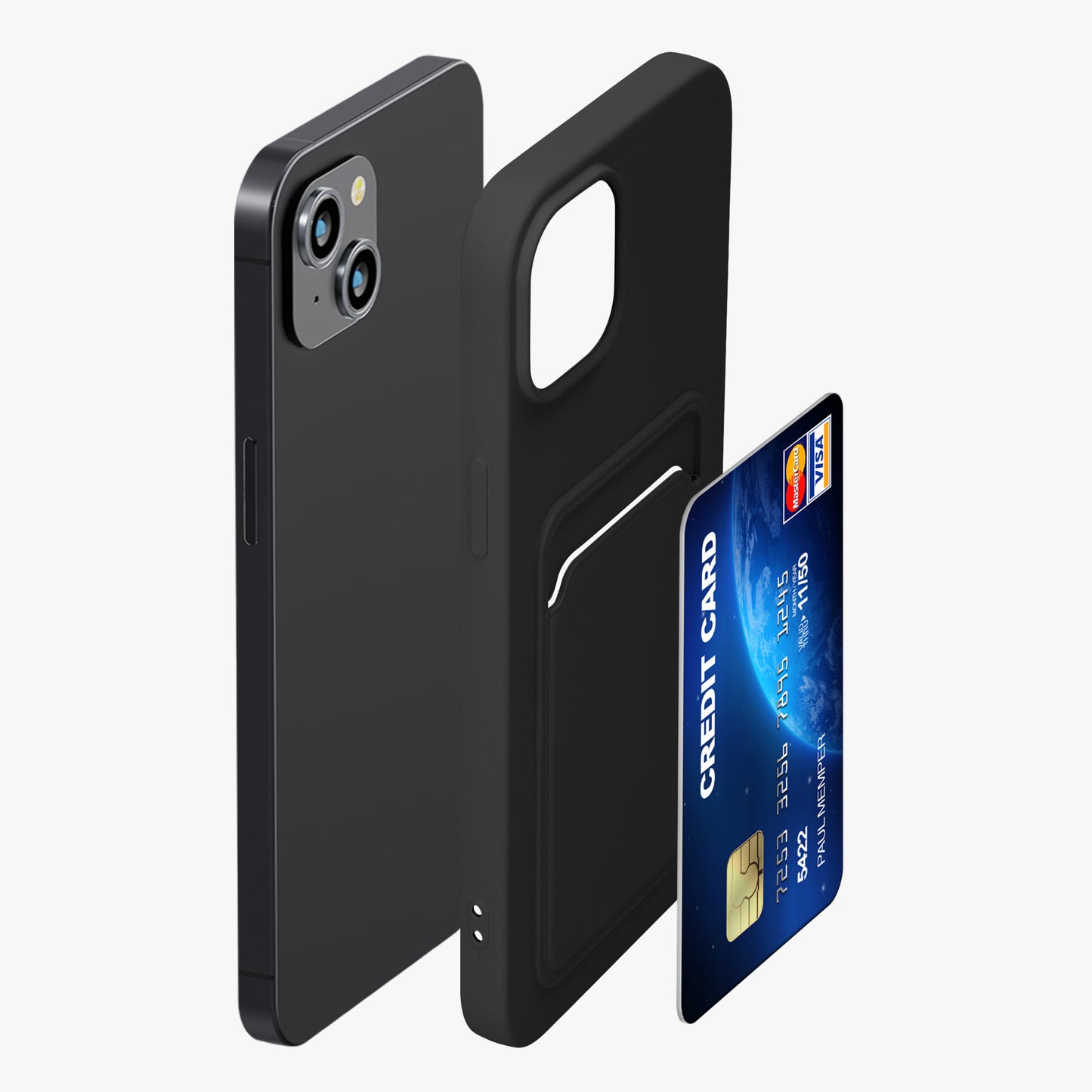 kwmobile Phone Case compatible with iPhone 15 Plus Case - Phone Cover with Card Slot