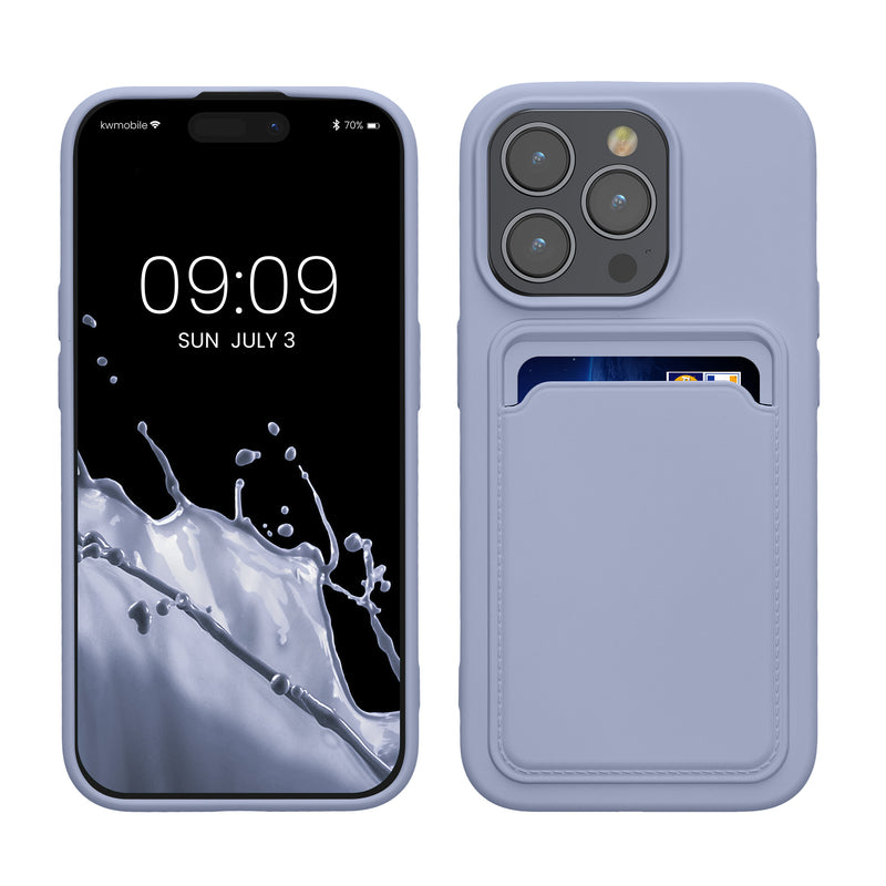 kwmobile Handyhülle kompatibel mit iPhone 15 Pro Hülle - Handy Cover mit Fach für Karten - in Lavendel Lavendel  