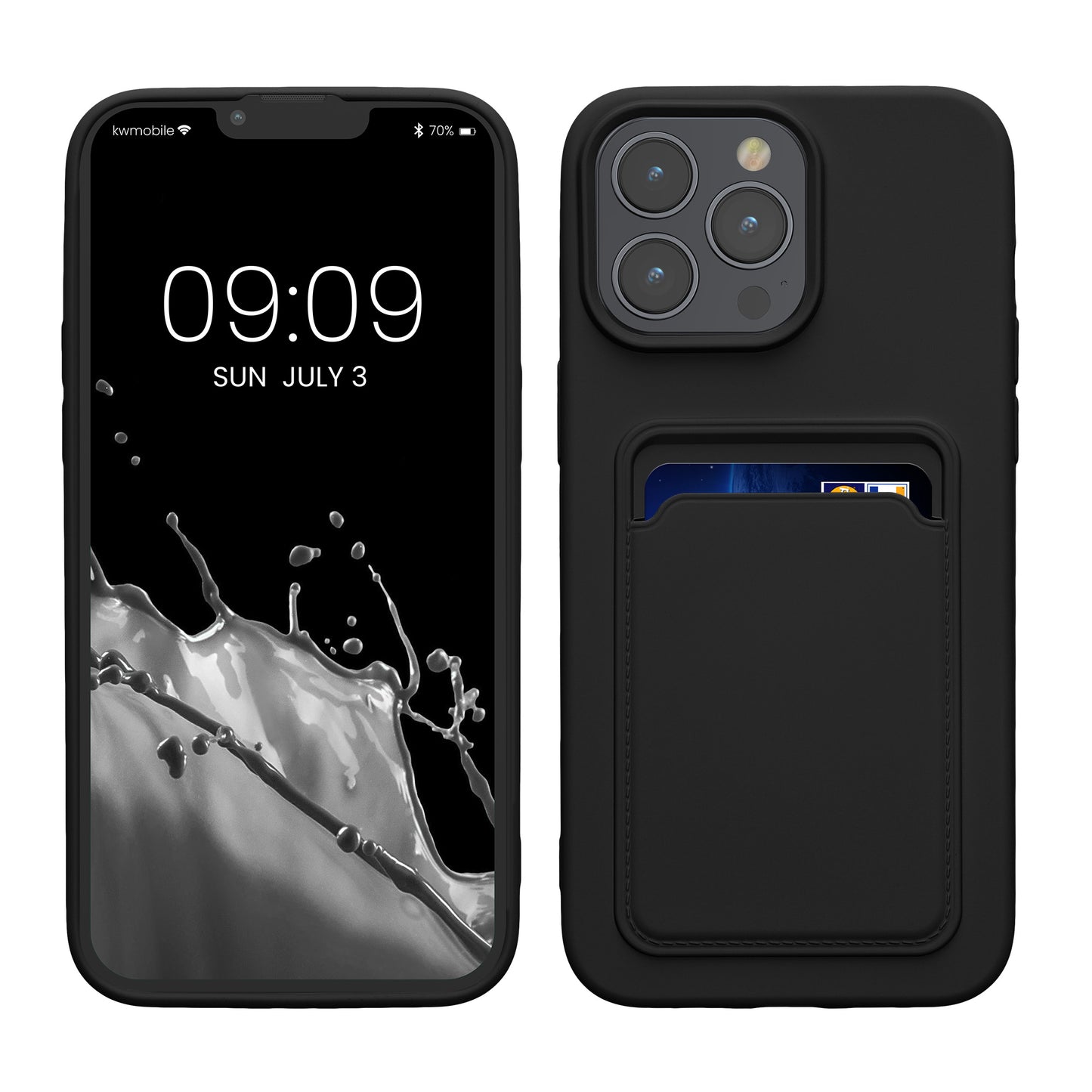 kwmobile Handyhülle kompatibel mit iPhone 15 Pro Max Hülle - Handy Cover mit Fach für Karten - in Schwarz Schwarz  
