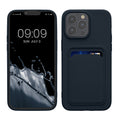kwmobile Handyhülle kompatibel mit iPhone 15 Pro Max Hülle - Handy Cover mit Fach für Karten - in Dunkelblau Dunkelblau  
