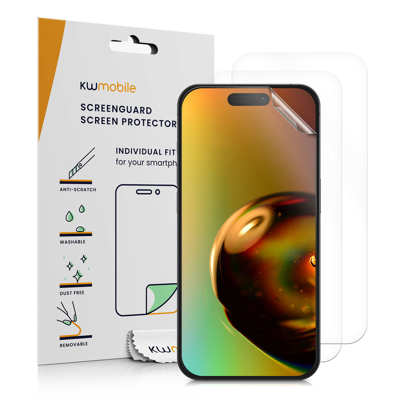kwmobile 3x Displayschutzfolie kompatibel mit iPhone 15 Folie - klare Schutzfolien Set in transparent Transparent  