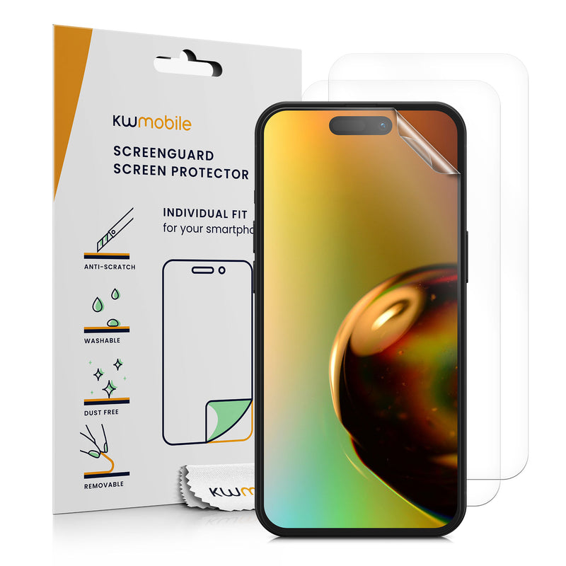 kwmobile 3x Displayschutzfolie kompatibel mit iPhone 15 Plus Folie - klare Schutzfolien Set in transparent Transparent  