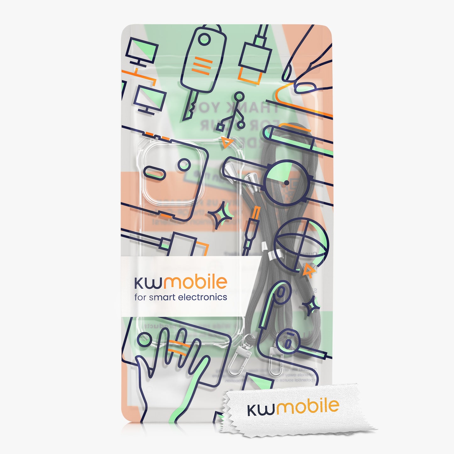 kwmobile Necklace Case compatible with iPhone 15 Pro Cover - Shockproof Case with Phone Chain and TPU Bumper