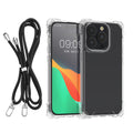 kwmobile Necklace Case kompatibel mit iPhone 15 Pro Hülle - stoßfestes Kunststoff Cover mit Handykette und TPU Bumper - Transparent Schwarz Transparent  