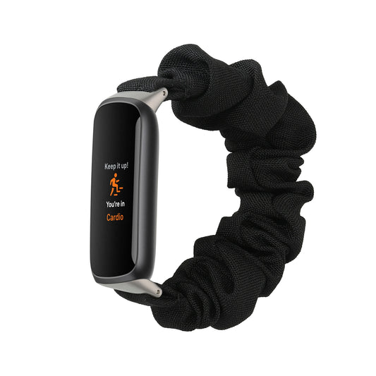 kwmobile Ersatz Armband kompatibel mit Fitbit Luxe - Smartwatch Scrunchie Haargummi Design Schwarz - Innenmaße Schwarz  