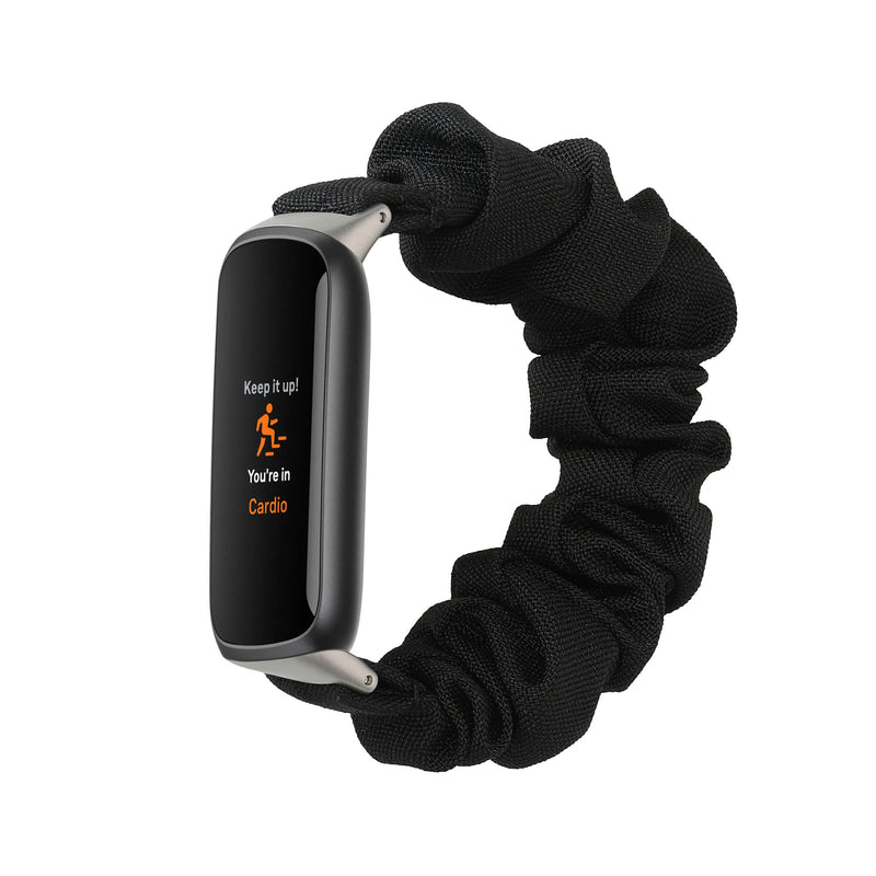 kwmobile Ersatz Armband kompatibel mit Fitbit Luxe - Smartwatch Scrunchie Haargummi Design Schwarz - Innenmaße Schwarz  