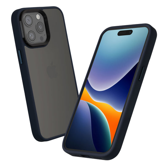 kalibri Premium Kunsstoff Hülle kompatibel mit Apple iPhone 15 Pro Max Hülle - Schutzhülle mit TPU Silikon Bumper - Case in Dunkelblau Matt Transparent Dunkelblau  