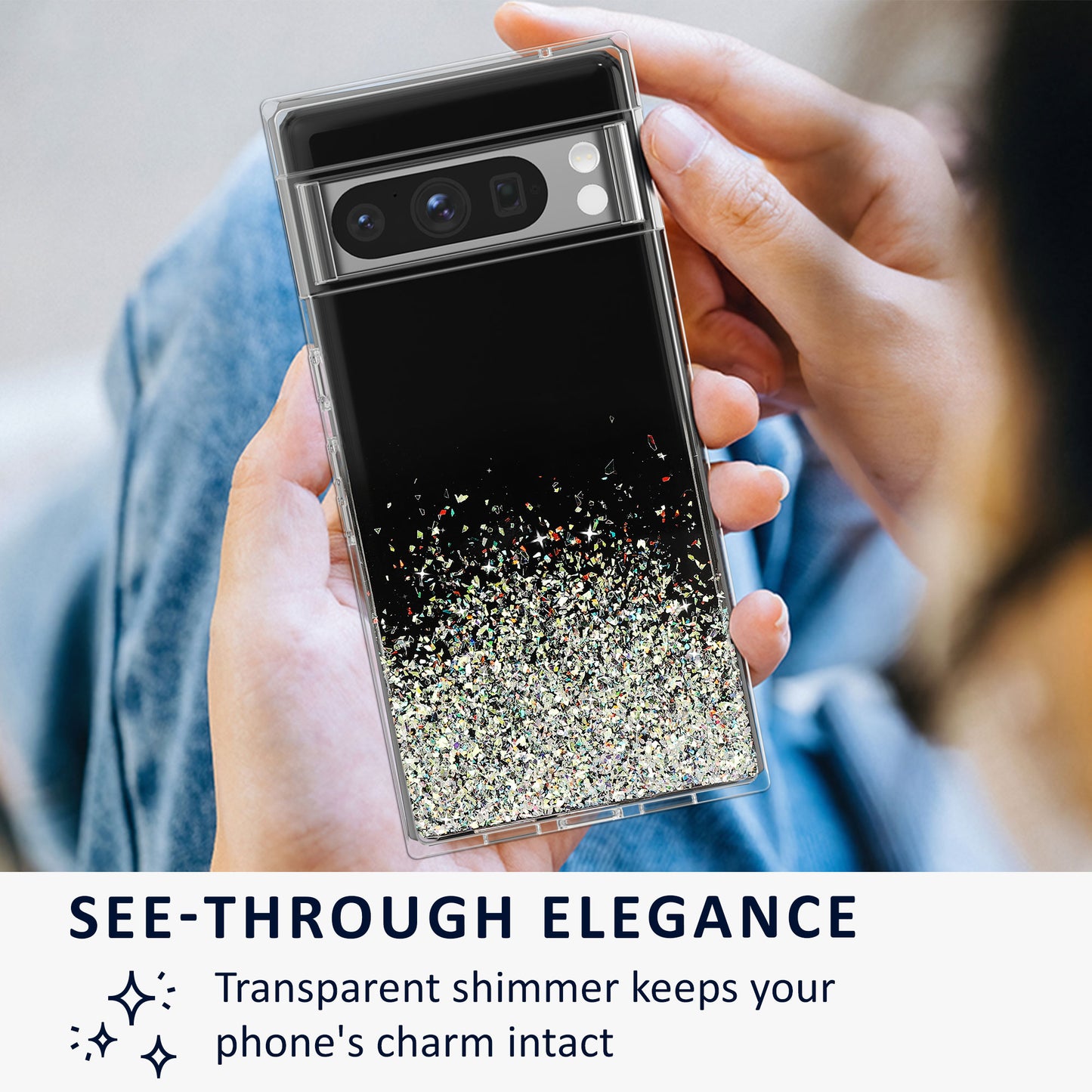 kalibri Case Compatible with Google Pixel 8 Pro - Glitter Cover - TPU Protective Case - Phone Case