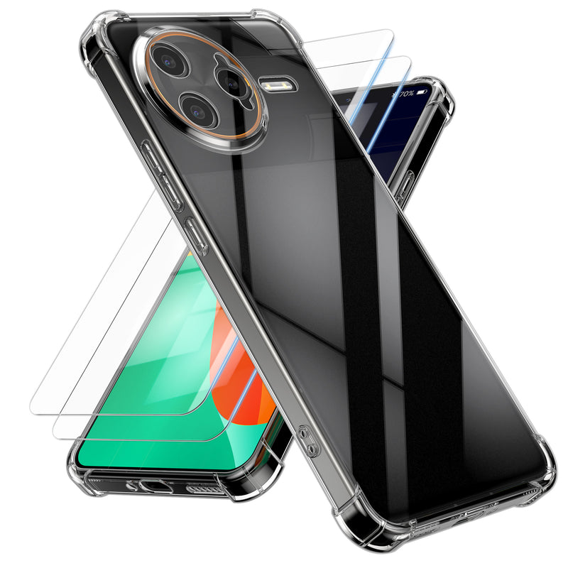 kalibri Hülle kompatibel mit Xiaomi Poco F7 Ultra Case - Handyhülle mit 2x Glas Schutz Folie - Cover Handyhülle in Transparent Transparent  