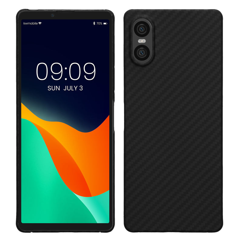 kalibri Schutzhülle kompatibel mit Sony Xperia 10 VI - Hülle Aramid - Handy Cover Case Handyhülle Schwarz matt Schwarz matt  