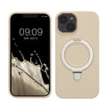 kalibri Hülle kompatibel mit Apple iPhone 13 / iPhone 14 Hülle - Silikon Case kompatibel mit MagSafe - Cover mit Stand Fingerhalter Moon Glow Moon Glow  