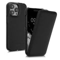 kalibri Flip Hülle Ultra Slim kompatibel mit Apple iPhone 15 Pro - Leder Case Schutzhülle Tasche in Schwarz Schwarz  