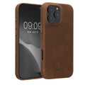kalibri Schutzhülle kompatibel mit Apple iPhone 16 Pro Max - Hülle Leder - Hardcover Handy Cover Case Braun Braun  