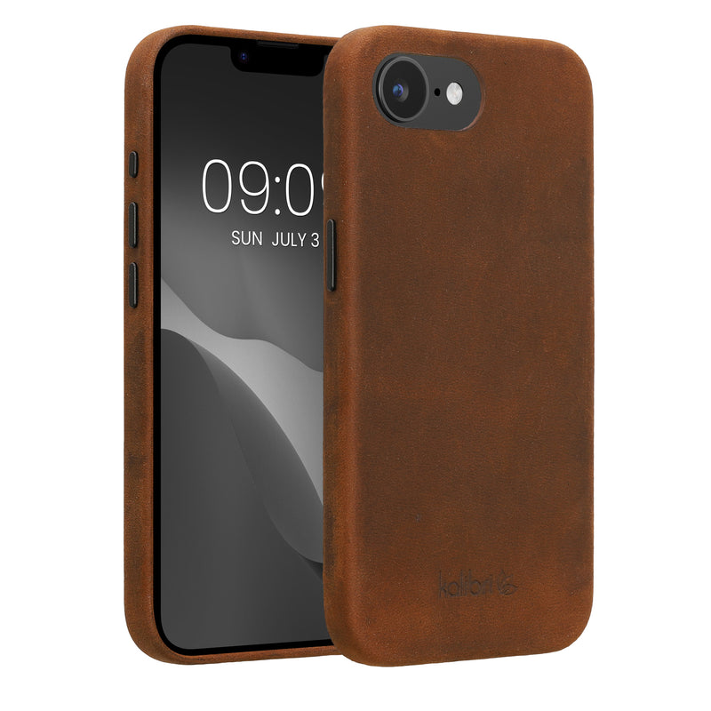 kalibri Schutzhülle kompatibel mit Apple iPhone 17e / iPhone 16e - Hülle Leder - Hardcover Handy Cover Case Braun Braun  