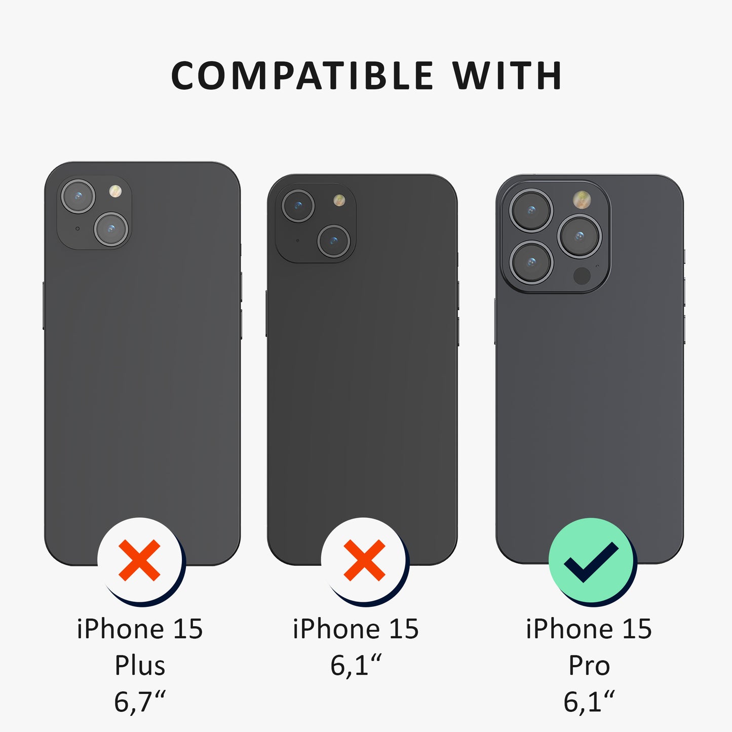 kalibri Case Compatible with Apple iPhone 15 Pro - Phone Cover with 2x Glass Screen Protector - Protective Phone Case