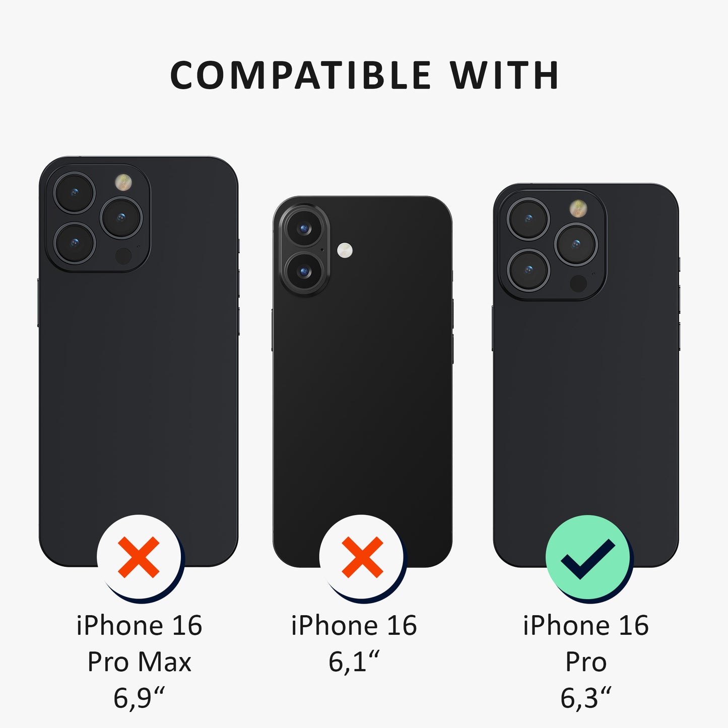 kalibri Case compatible with Apple iPhone 16 Pro - Phone Case with 2x Glass Screen Protector - Cover Phone Case