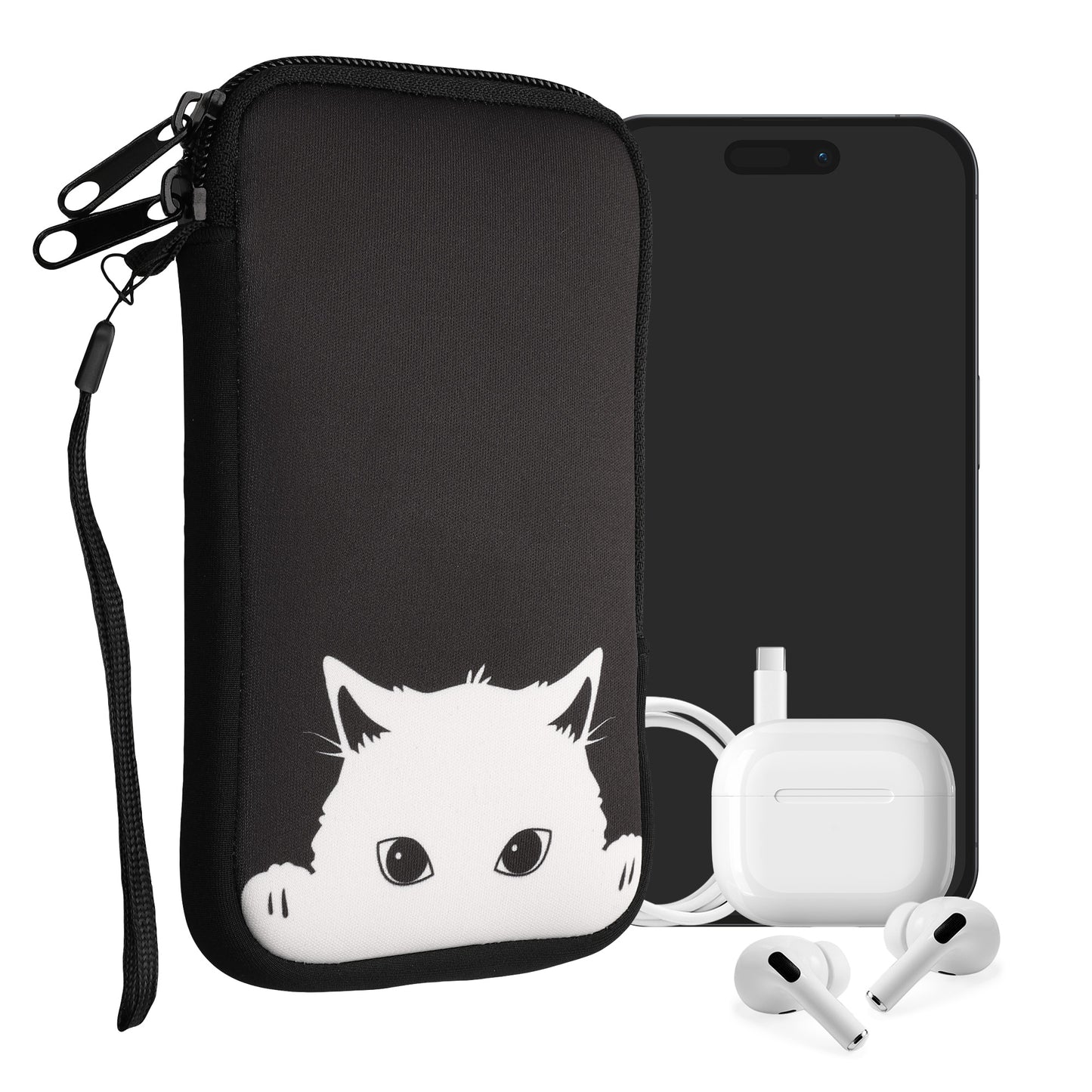 kwmobile Smartphone Pouch - Phone Bag Case Cover Protective Sleeve - Birds Branch - 15.2 x 8.3 cm Inner Dimensions