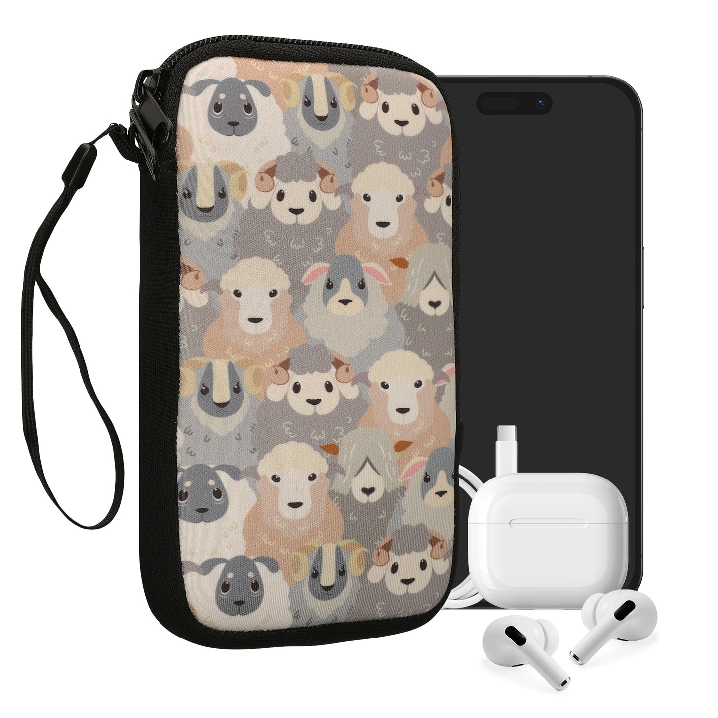 kwmobile Smartphone Pouch - Phone Bag Case Cover Protective Sleeve - Birds Branch - 15.2 x 8.3 cm Inner Dimensions