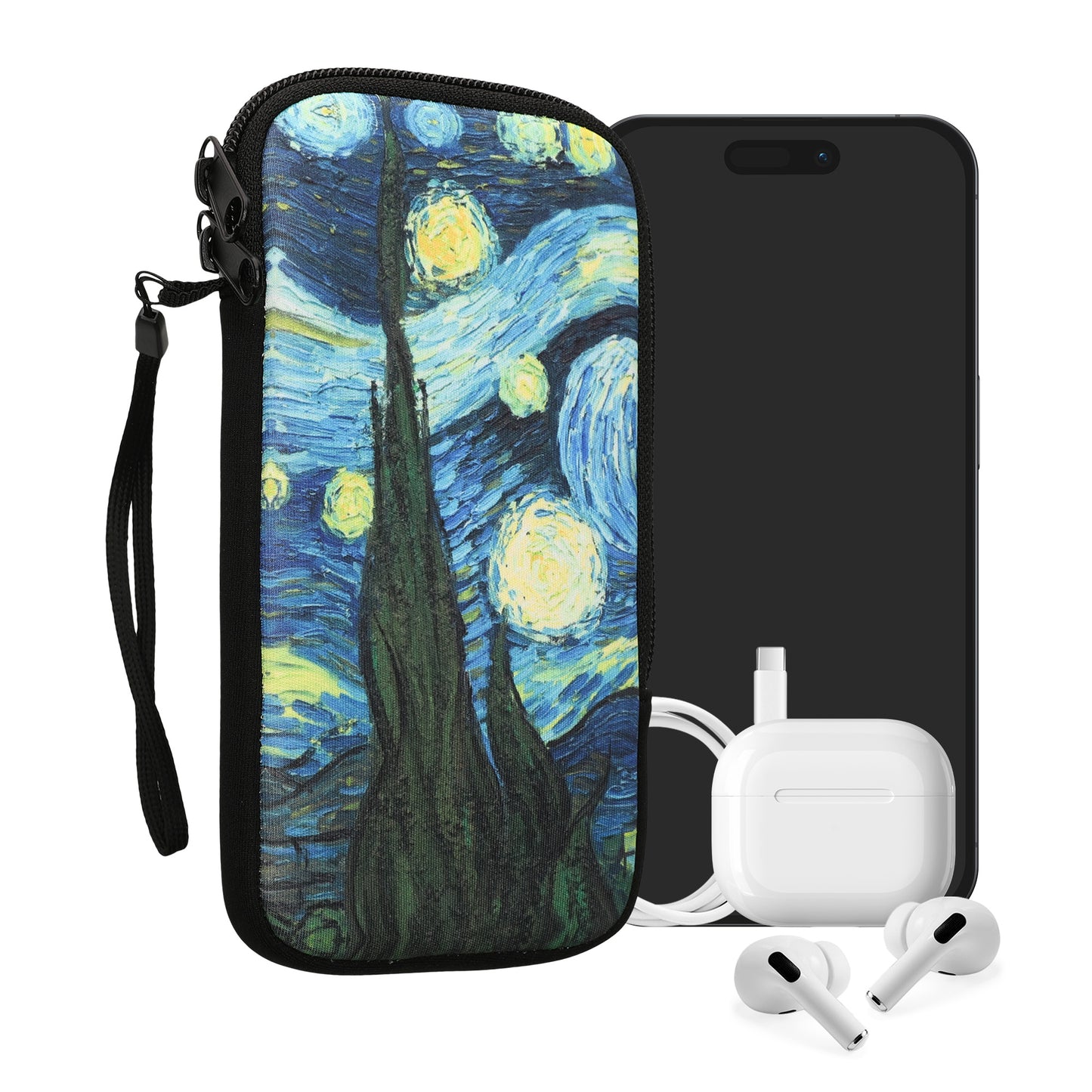 kwmobile Smartphone Pouch - Phone Bag Case Cover Protective Sleeve - Birds Branch - 15.2 x 8.3 cm Inner Dimensions