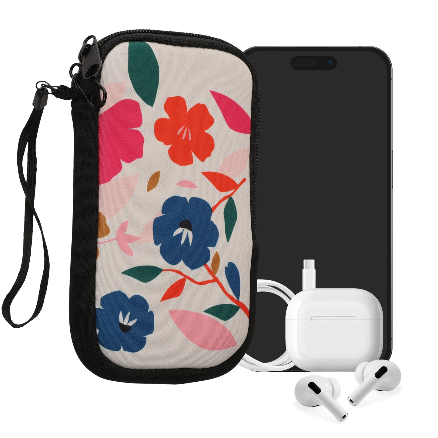 kwmobile Smartphone Pouch - Phone Bag Case Cover Protective Sleeve - Birds Branch - 15.2 x 8.3 cm Inner Dimensions