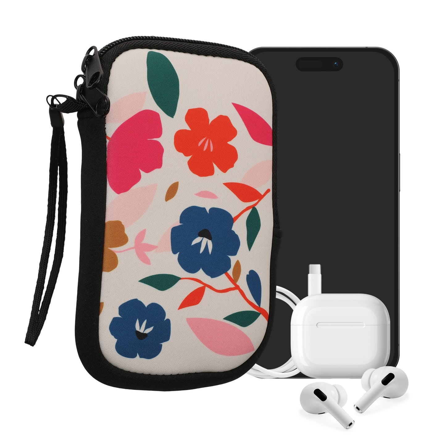 kwmobile Smartphone Pouch - Phone Bag Case Cover Protective Sleeve - Birds Branch - 15.2 x 8.3 cm Inner Dimensions