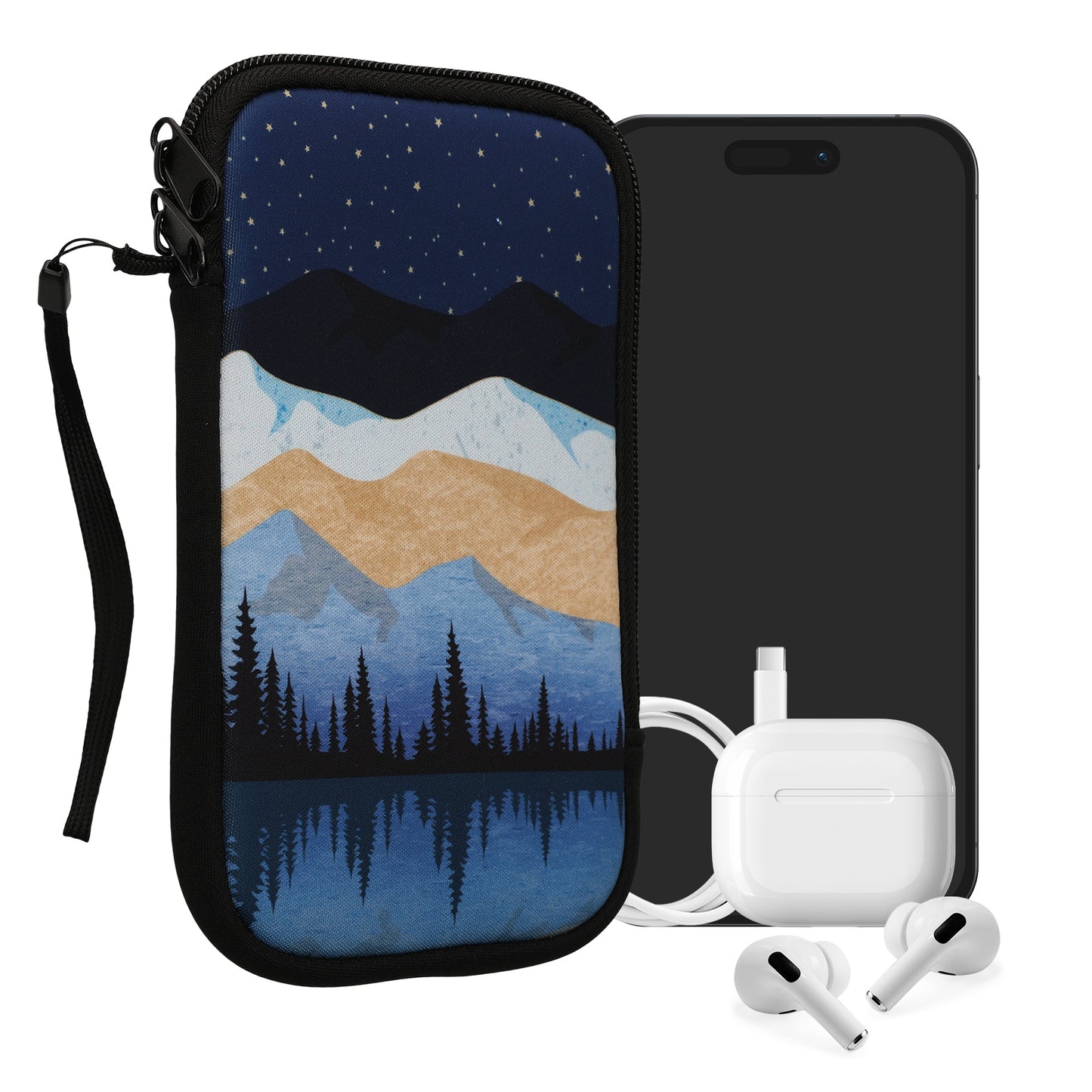 kwmobile Smartphone Pouch - Phone Bag Case Cover Protective Sleeve - Birds Branch - 15.2 x 8.3 cm Inner Dimensions