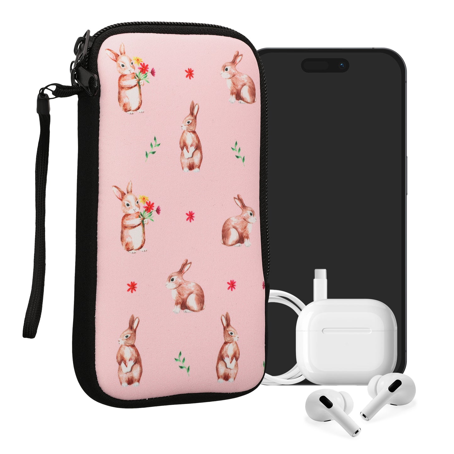 kwmobile Smartphone Pouch - Phone Bag Case Cover Protective Sleeve - Birds Branch - 15.2 x 8.3 cm Inner Dimensions
