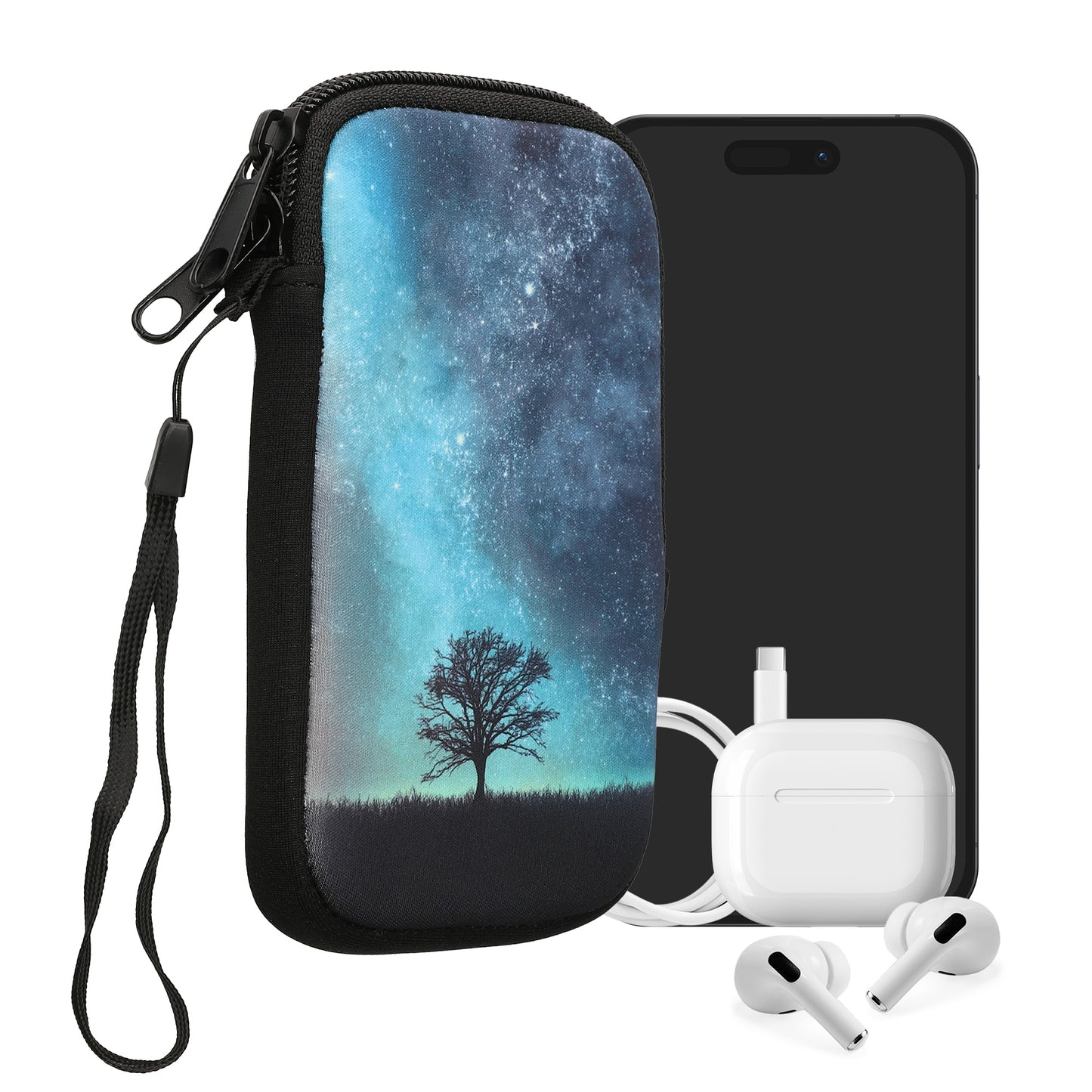 kwmobile Smartphone Pouch - Phone Bag Case Cover Protective Sleeve - Birds Branch - 15.2 x 8.3 cm Inner Dimensions