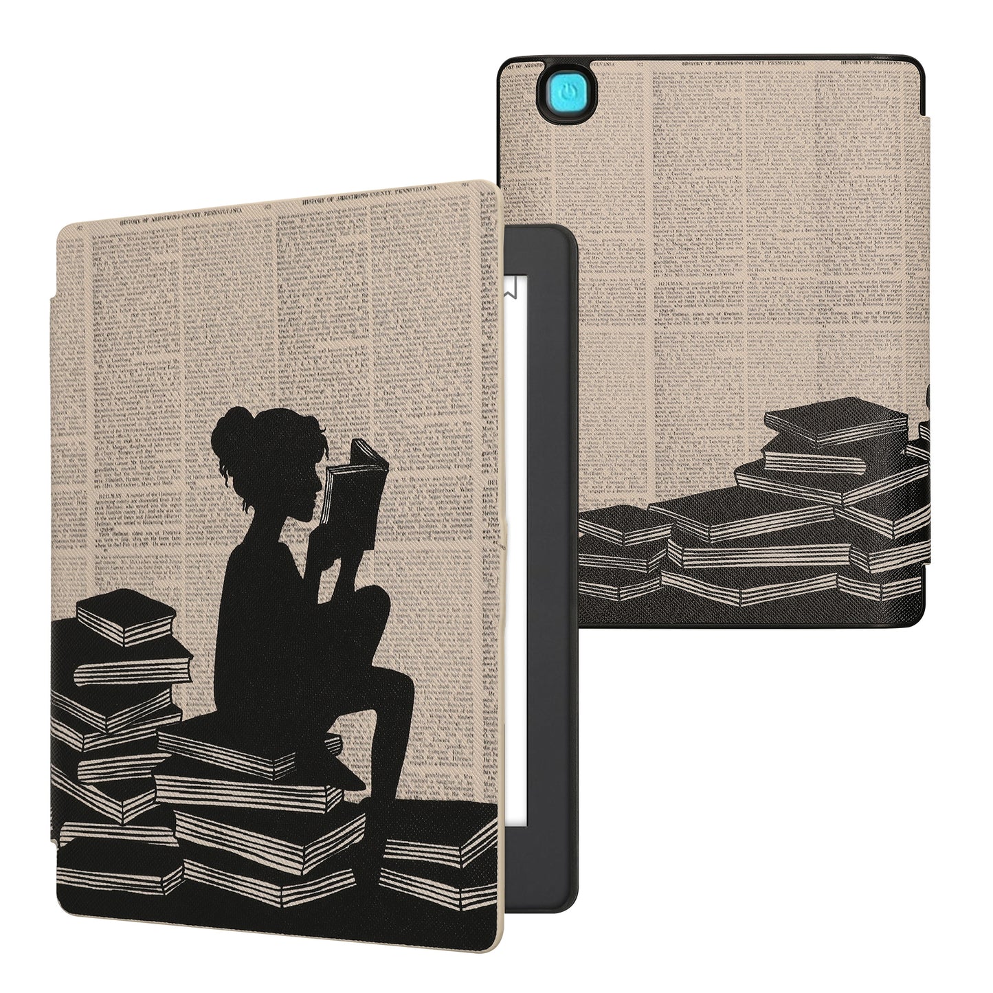 kwmobile Protective Case for Kobo Aura H2O Edition 2 - eReader Flip Case with Auto Sleep Function - Sleeping Owl