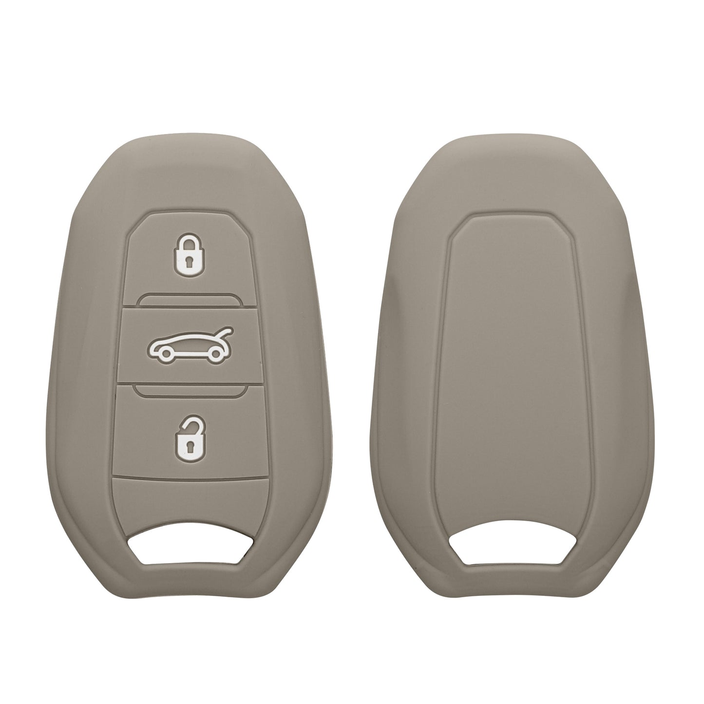 kwmobile Autoschlüssel Silikon Hülle kompatibel mit Peugeot Citroen 3-Tasten Smartkey Autoschlüssel (nur Keyless Go) - Schlüsselhülle in Grau Grau  