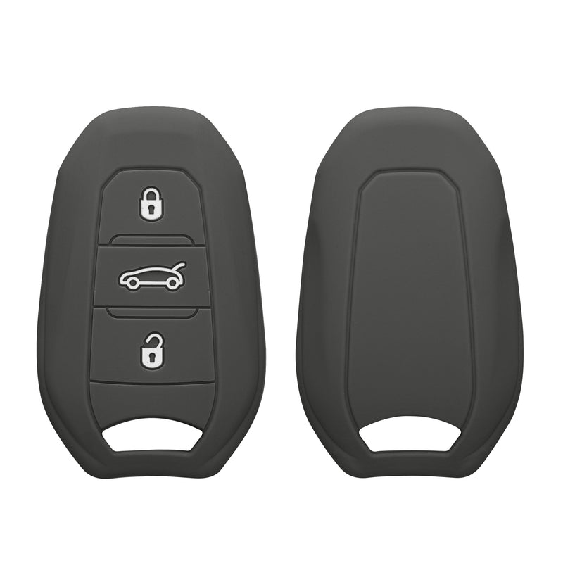 kwmobile Autoschlüssel Silikon Hülle kompatibel mit Peugeot Citroen 3-Tasten Smartkey Autoschlüssel (nur Keyless Go) - Schlüsselhülle in Dunkelgrau Dunkelgrau  