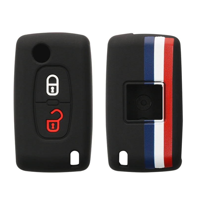 kwmobile Car Key Cover Compatible with Peugeot Citroen 2-Button Folding Car Key Cover