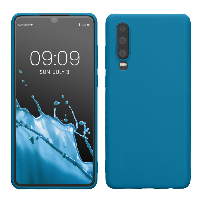 kwmobile Hülle kompatibel mit Huawei P30 Hülle - weiches TPU Silikon Case - Cover geeignet für kabelloses Laden - Karibikblau Karibikblau  