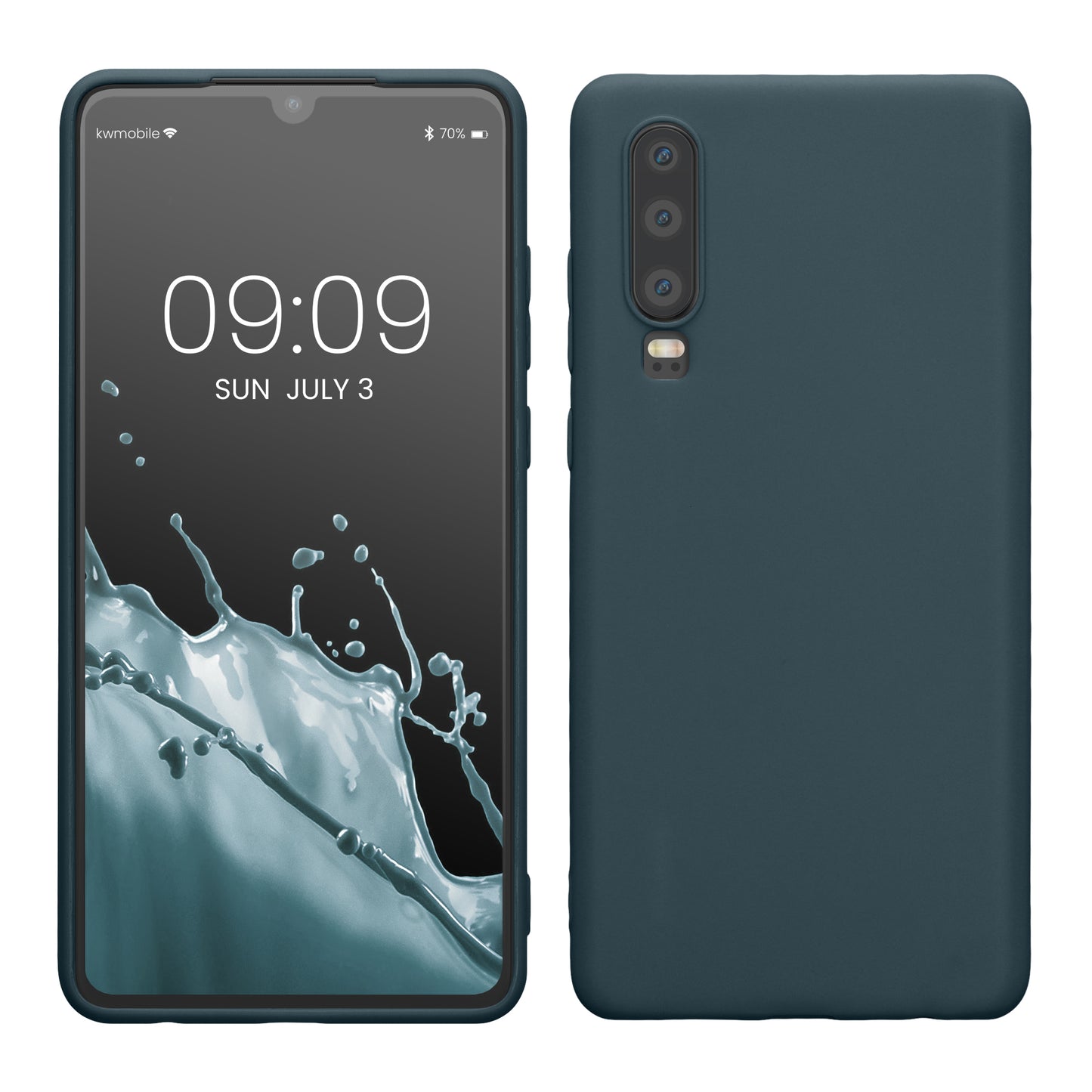 kwmobile Hülle kompatibel mit Huawei P30 Hülle - weiches TPU Silikon Case - Cover geeignet für kabelloses Laden - Dunkler Schiefer Dunkler Schiefer  